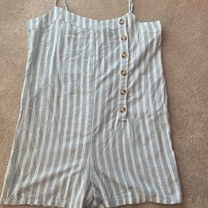 Blue and white romper